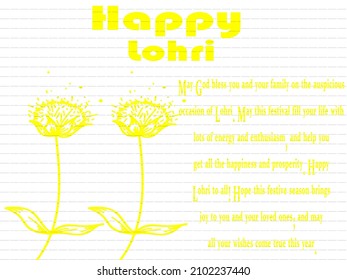 White and yellow color combinations design of happy lohri wish.