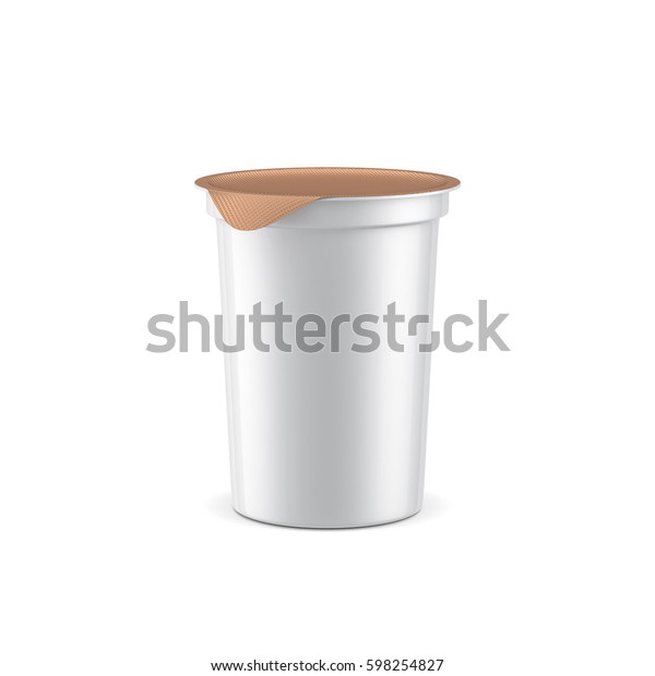 Download White Yogurt Cup Golden Foil Lid Stock Illustration 598254827