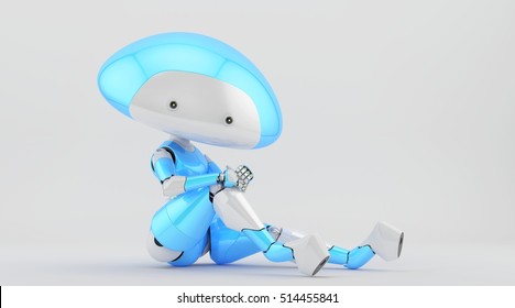 Whiteblue Mushroom Lady Robot Sexy Sitting Stock Illustration 514455841 ...