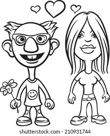 whiteboard drawing    cartoon avatar love couple nerd   girl