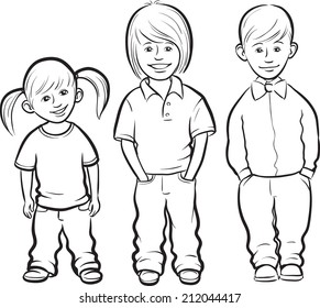 Whiteboard Drawing Happy Kids Standing Stock Illustration 212044417 ...