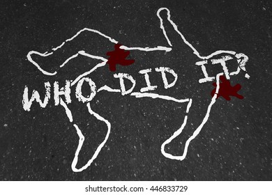 Who Did It Murder Crime Scene Suspect Chalk Outline Illustration