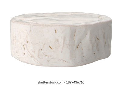 Whole Brie Wheel 3D Illustration On White Background