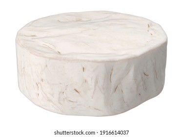 Whole Brie Wheel 3D Illustration On White Background