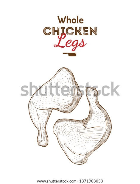 鶏の脚全体がイラストを描いています 鶏肉の生の切り身のセット 鶏 のロゴ ラベル サイン エンブレム 店 農場 肉屋 肉屋 家きん ビンテージスタイル のイラスト素材