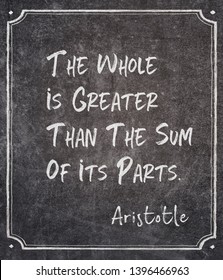 The Whole Is Greater Than The Sum Of Its Parts - Ancient Greek Philosopher Aristotle Quote Written On Framed Chalkboard