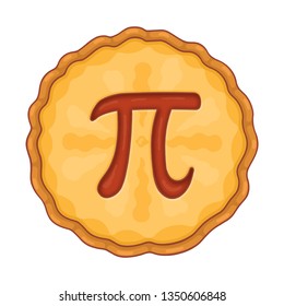 Whole Pie With Pi Symbol Illustration; Baking Goods Cartoon On White Background 
