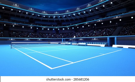 whole tennis court from the perspective of the player tennis sport theme render illustration background