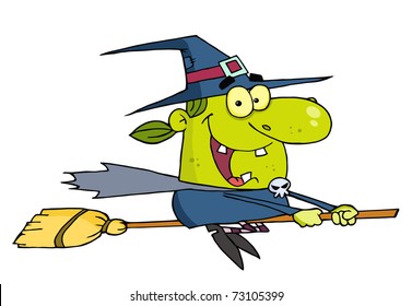 Wicked Halloween Witch Flying Stock Illustration 73105399 | Shutterstock