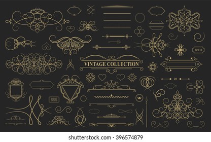 Wicker lines and old decor elements in raster. Vintage borders, frame and rosette in set. Decoration for logos, wedding album or restaurant menu. - Powered by Shutterstock