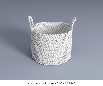 
Wicker Storage Basket Front 3d Rendering