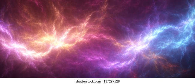 Wide Abstract Background: Ethereal Wisps Of Vividly Colored Light