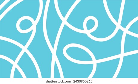 Wide abstract background with hand drawn white line, doodle. Horizontal banner with blue background - Powered by Shutterstock