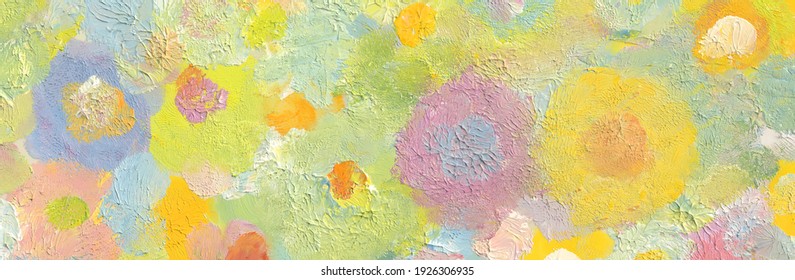  Wide Abstract Background Stylized Texture In Pastel Positive Color As Wallpaper, Pattern, Art Print, Tv Art, Etc. Natural Texture Of Oil Paint. High Quality Details.