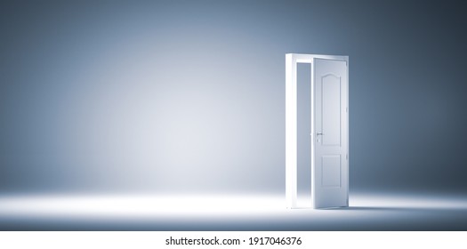 Wide Open Door. Faith, Hope And Option For Future Success. Conceptual 3D Illustration