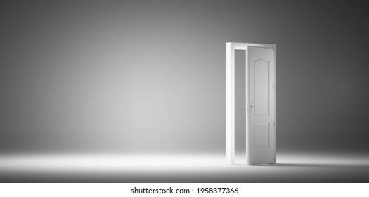 Wide Open Door. Faith, Hope And Option For Future Success. Conceptual 3D Illustration