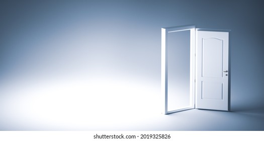 Wide Open Door. Faith, Hope And Option For Future Success. Conceptual 3D Illustration