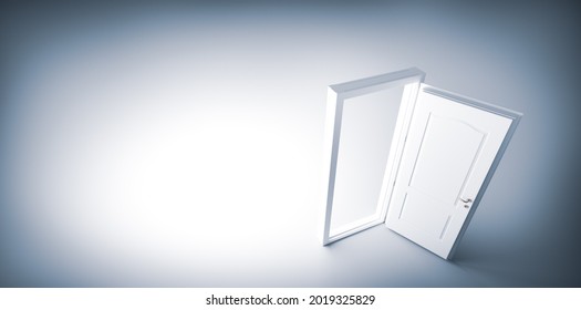 Wide Open Door. Faith, Hope And Option For Future Success. Conceptual 3D Illustration