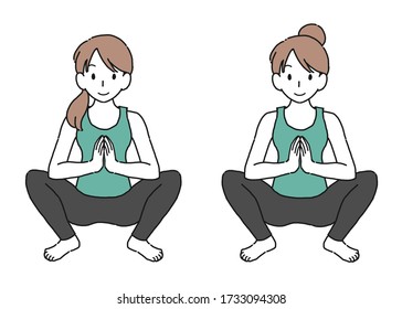 
Wide Squat Woman Illustration Material