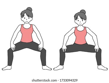 
Wide Squat Woman Illustration Material