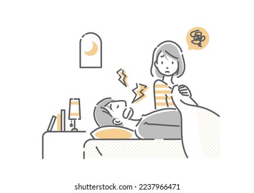 wife spending sleepless nights beause of her husband snor - Powered by Shutterstock