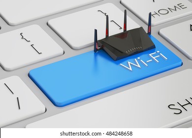 Wi-Fi button on keyboard, 3D rendering
