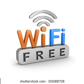 WiFi Free Zone Sign. 3D Icon Over White