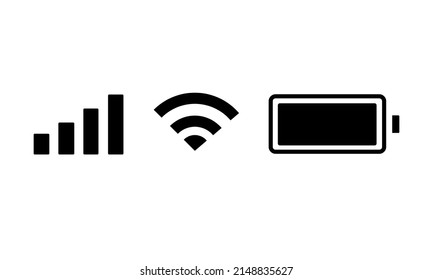 wifi icon isolated on white background for phone. Charging status symbol modern, simple, 2 SIM cards, icon for website design, mobile application, user interface illustration