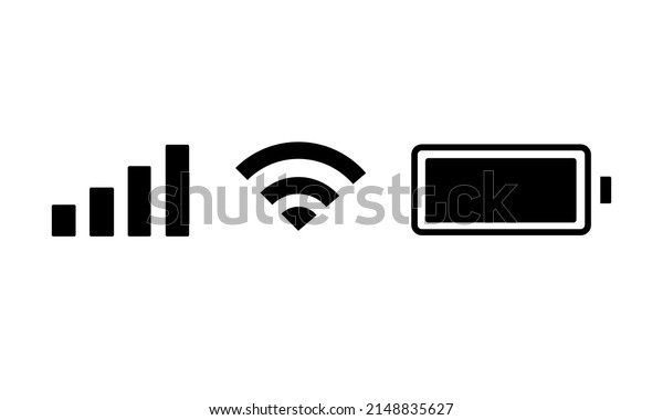 wifi icon\
isolated on white background for phone. Charging status symbol\
modern, simple, 2 SIM cards, icon for website design, mobile\
application, user interface\
illustration