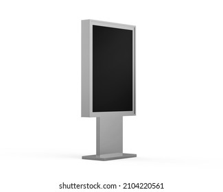 WiFi Network Multi Touch Floor Standing LCD Ad Display Digital Signage Display Touch Monitor. 3d Render Illustration