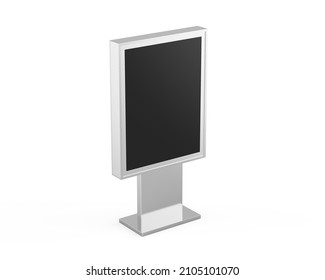 WiFi Network Multi Touch Floor Standing LCD Ad Display Digital Signage Display Touch Monitor. 3d Render Illustration