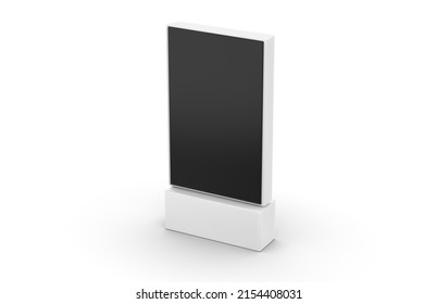 WiFi Network Multi Touch Floor Standing LCD Ad Display Digital Signage Display Touch Monitor. 3d Render Illustration.