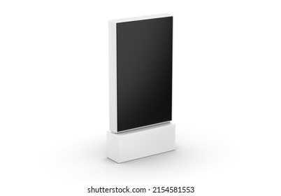 WiFi Network Multi Touch Floor Standing LCD Ad Display Digital Signage Display Touch Monitor. 3d Render Illustration.