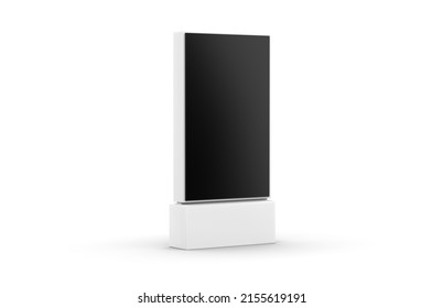 WiFi Network Multi Touch Floor Standing LCD Ad Display Digital Signage Display Touch Monitor. 3d Render Illustration.