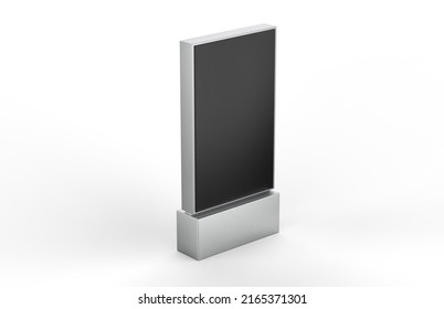 WiFi Network Multi Touch Floor Standing LCD, Display Digital Signage Display Touch Monitor Mockup. 3d Render Illustration.