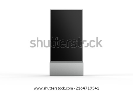 WiFi network Multi touch floor standing LCD, display digital signage display touch monitor mockup. 3d render illustration.
