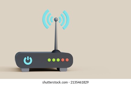 Wifi Router Modem 3d Cartoon Style Illustration