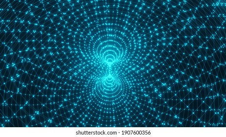 Wiframe Technology Abstract Blue Circles On Background Future technology concept and innovation of 3D rendering