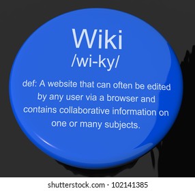 Wiki Definition Button Shows Online Collaborative Community Encyclopedia