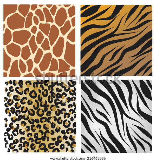 Wild African Animals Pattern Set Stock Illustration 216468886