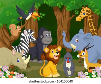 Cartoon Collection Animal Jungle Stock Vector (Royalty Free) 284422871