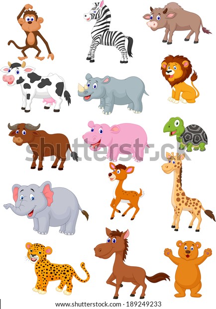 Wild Animal Cartoon Collection Stock Illustration 189249233