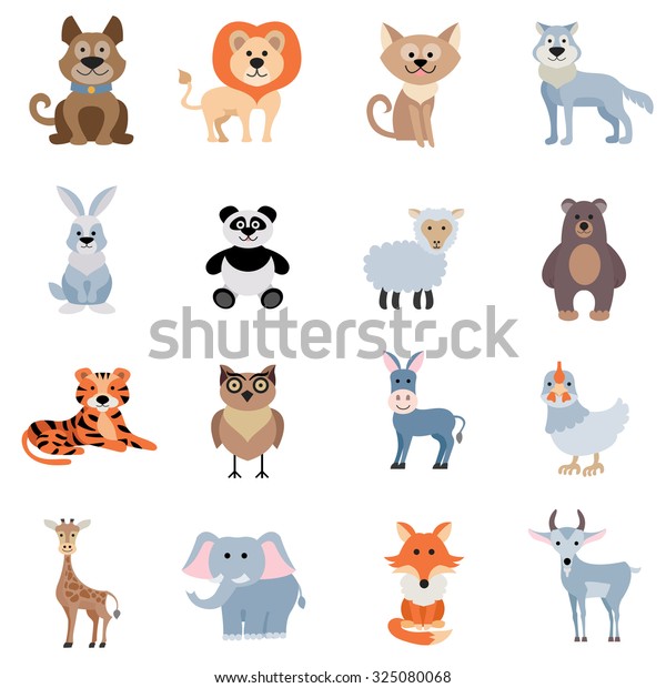 Wild Home Animals Set Donkey Fox Stock Illustration 325080068