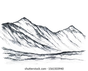 Mountain Pencil Drawing Stock Illustrations Images Vectors