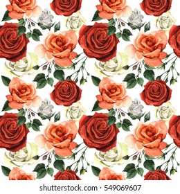 Seamless Floral Pattern Red Pink Roses Stock Vector (Royalty Free ...