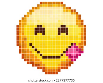 will show different pixel emojis yellow pieces with different emotions