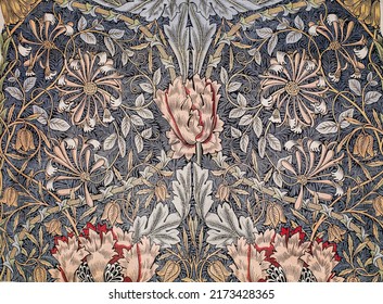 William Morris's Printed Linen    Honeysuckle (1896) famous pattern 