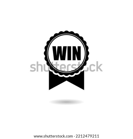 Win badge icon logo with shadow
