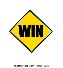 Win black stamp text on yellow