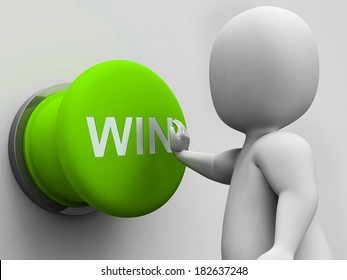 Win Button Meaning 1st Place Competition Or Victory